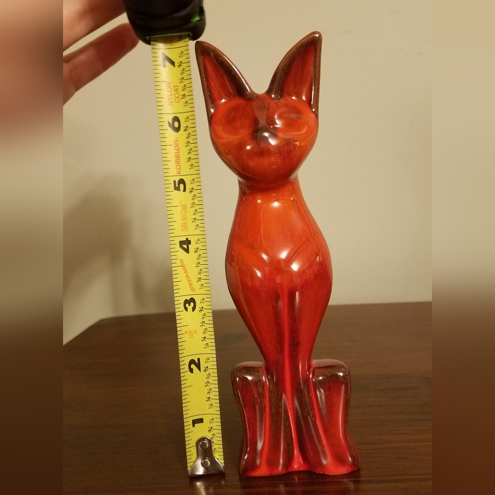 Red mid-century pottery cat by Huronia Pottery - Picture 2 of 6